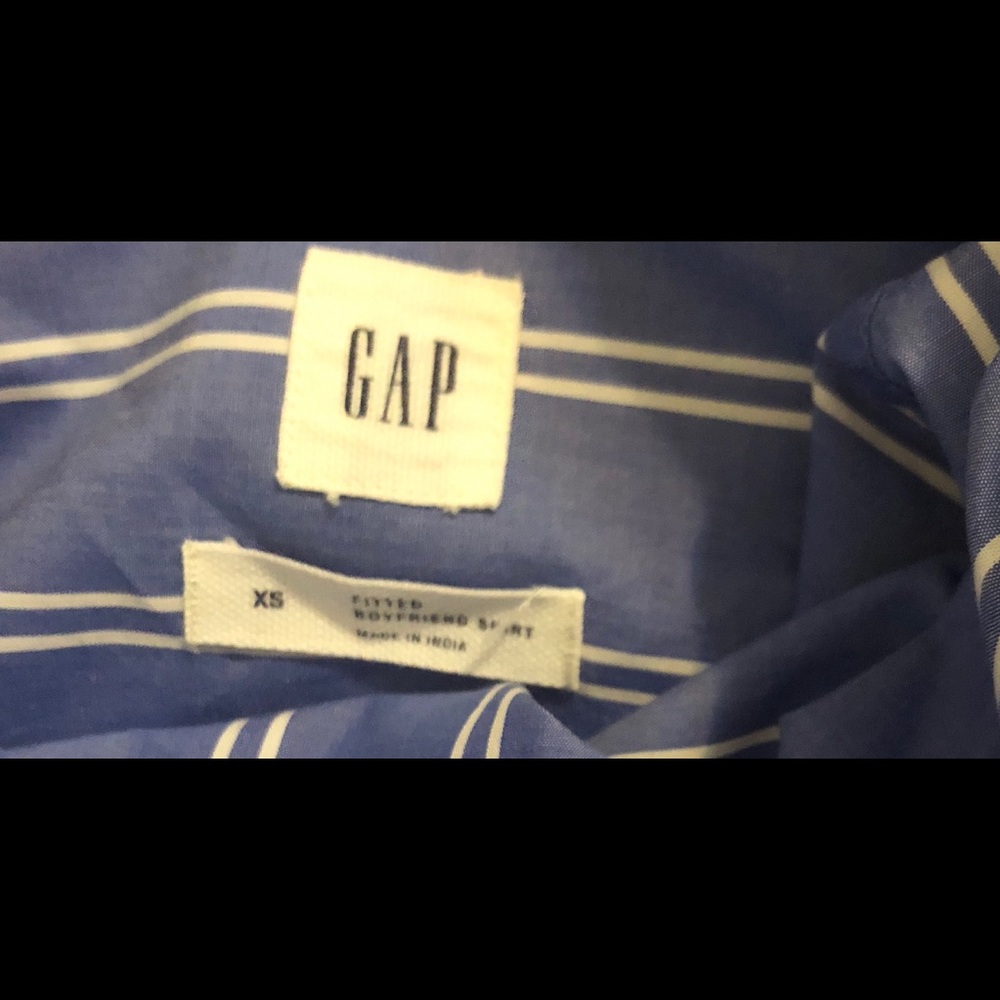 Gap Boyfriend Fitted Blue White Striped Shirt XS - Picture 6 of 6